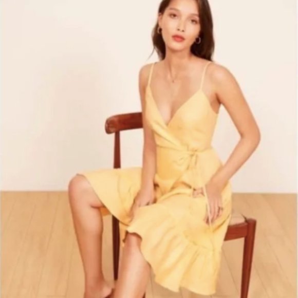 Reformation Yellow Midi Dress - Picture 2 of 7